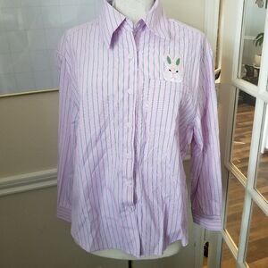 Easter Bunny Balboa pink striped dress shirt medium